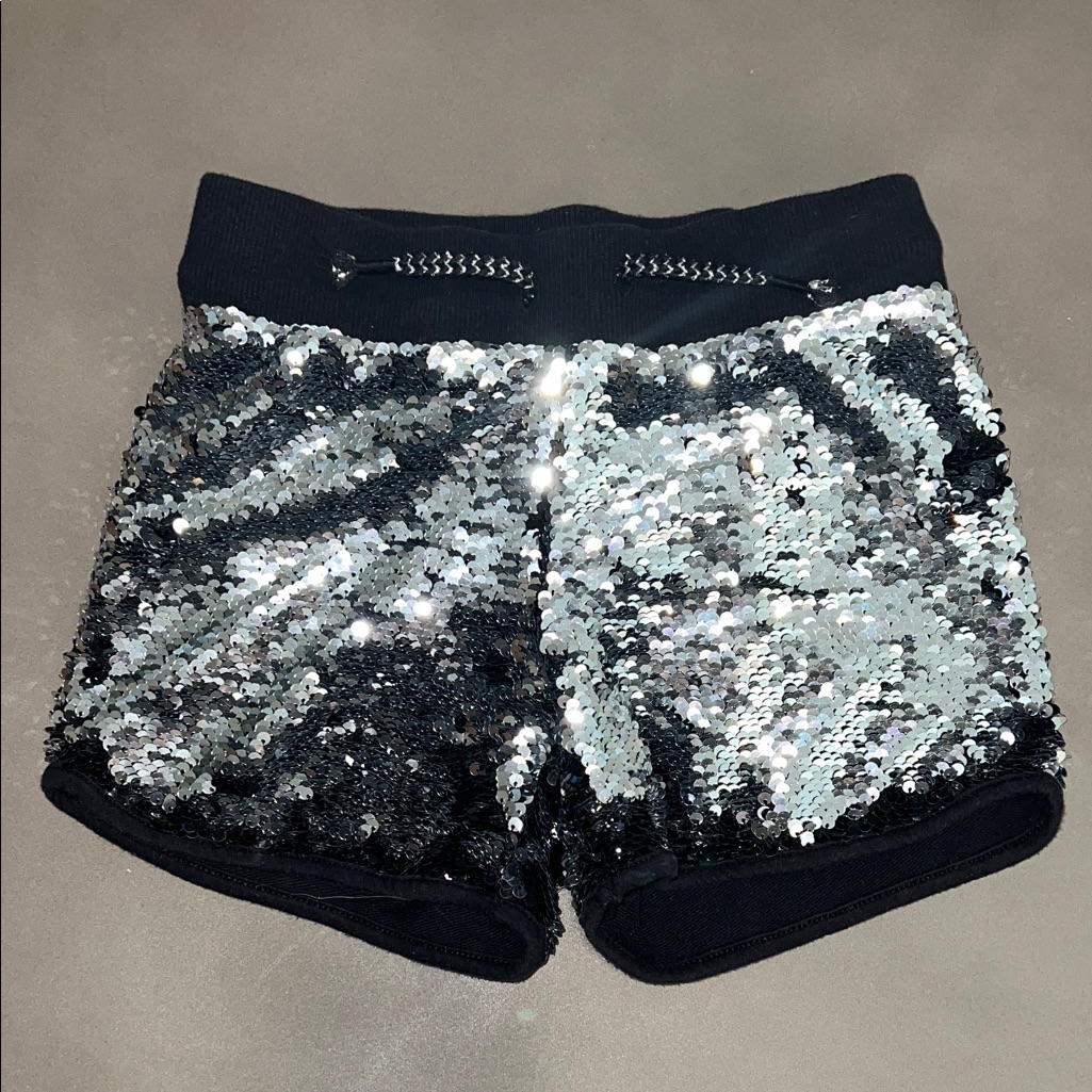 More Than Magic Sequin Black And Silver Girl’s Sparkly Athletic Shorts